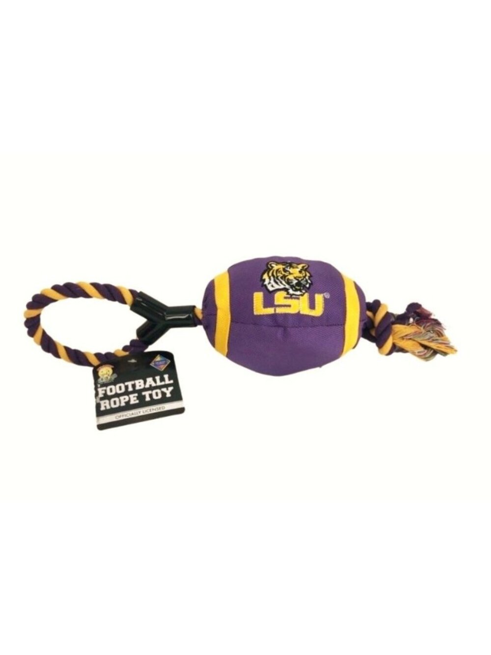 Pet Goods Dog Football Rope Toy Licensed LSU Tigers Squeaker New